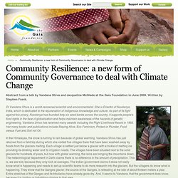 Community Resilience: a new form of Community Governance to deal with Climate Change
