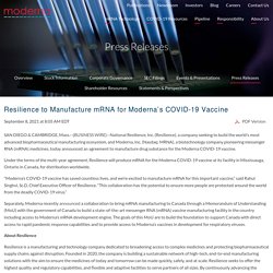 Resilience to Manufacture mRNA for Moderna’s COVID-19 Vaccine