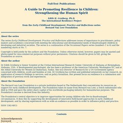 A Guide to Promoting Resilience in Children: Strengthening the Human Spirit