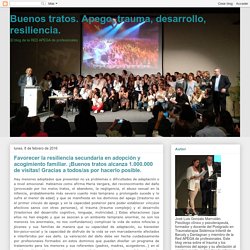 Buenos tratos. Apego, trauma, desarrollo, resiliencia.: Favorecer la resiliencia secundaria en adopción y acogimiento familiar. ¡Buenos tratos alcanza 1.000.000 de visitas! Gracias a todos/as por hacerlo posible.