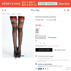 Bas Résille en Dentelle avec Rosette, Noir, TAILLE MOYENNE in Jarretière