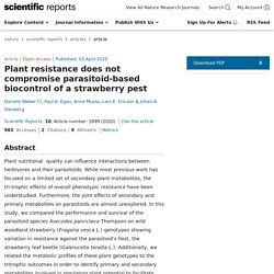 SCIENTIFIC REPORTS 03/04/20 Plant resistance does not compromise parasitoid-based biocontrol of a strawberry pest