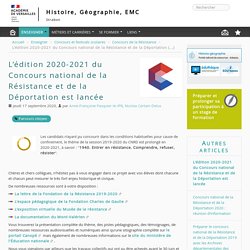 L'édition 2020-2021 du Concours national de la Résistance et de la Déportation est lancée