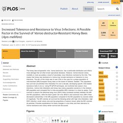 PLOS 13/06/14 Increased Tolerance and Resistance to Virus Infections: A Possible Factor in the Survival of Varroa destructor-Resistant Honey Bees (Apis mellifera)