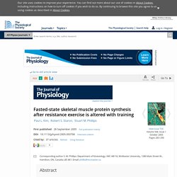Fasted-state skeletal muscle protein synthesis after resistance exercise is altered with training - Kim - 2005 - The Journal of Physiology