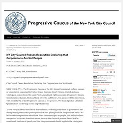 NY City Council Passes Resolution Declaring that Corporations Are Not People