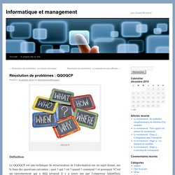 Résolution de problèmes : QQOQCP - Informatique et managementInformatique et management