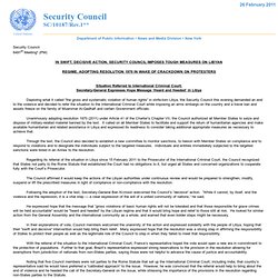 In Swift, Decisive Action, Security Council Imposes Tough Measures on Libyan Regime, Adopting Resolution 1970 in Wake of Crackdown on Protesters