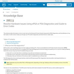 Resolve Hardware Issues Using ePSA or PSA Diagnostics and Guide to Error Codes