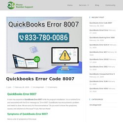 How to Resolve Quickbooks Error Code 8007