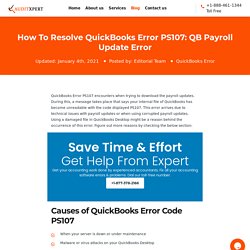 Resolve QuickBooks Error PS107: How to get rid of this error? [Fixed Way]