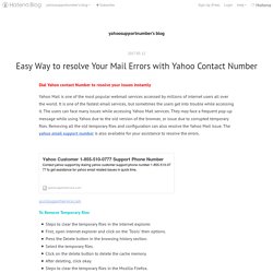 Easy Way to resolve Your Mail Errors with Yahoo Contact Number - yahoosupportnumber’s blog