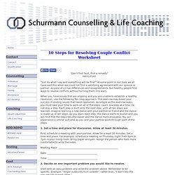 10 Steps for Resolving Couple Conflict Worksheet