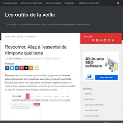 Resoomer. Allez à l’essentiel de n’importe quel texte – Les outils de la veille