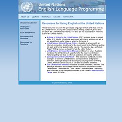 Resouces for Using English at the United Nations