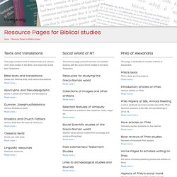 Resource Pages for Biblical Studies, main page