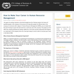 How to Make Your Career in Human Resource Management  ~ CTS College of Business & Computer Science Ltd