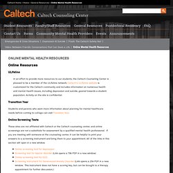 Online Mental Health Resources - Caltech Counseling Center