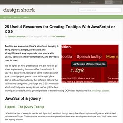 25 Useful Resources for Creating Tooltips With JavaScript or CSS
