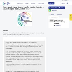 Copy-and-Paste Resources for Use by Creators (OER images, audio, video, etc.)