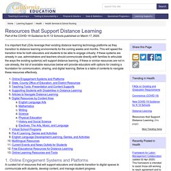 Resources that Support Distance Learning - Health Services & School Nursing