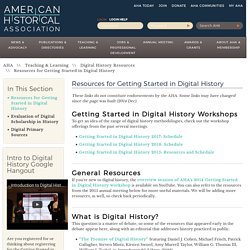 Resources for Getting Started in Digital History