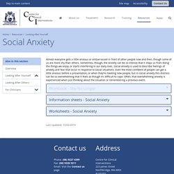 Social Anxiety Self-Help Resources - Information Sheets & Workbooks
