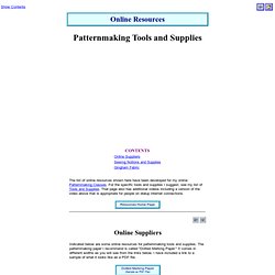 Online Resources: Pattenrmaking Tools and Supplies by Don McCunn