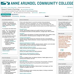 Library Resources - Research Guide to Psychology - AACC Library Guides at Anne Arundel Community College