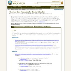 Common Core Resources for Special Education - Special Education