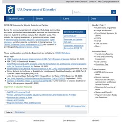 COVID-19 ("Coronavirus") Information and Resources for Schools and School Personnel