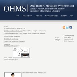 Resources and Tutorials « OHMS: Oral History Metadata Synchronizer