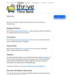 Resources — Time Bank of Lake County