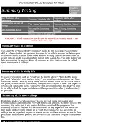 Resources for Writers: Summary Writing