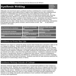 Resources for Writers: Synthesis Writing