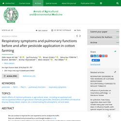 ANNALS OF AGRICULTURAL AND ENVIRONMENTAL MEDICINE - 2018 - Respiratory symptoms and pulmonary functions before and after pesticide application in cotton farming