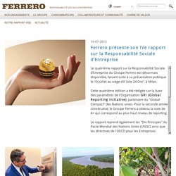 Ferrero présente son IVe rapport sur la Responsabilité Sociale d’Entreprise
