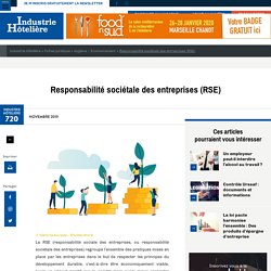 Responsabilité sociétale des entreprises (RSE) - Industrie Hôtelière