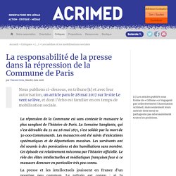 La responsabilité de la presse dans la répression de la Commune de Paris