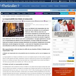La responsabilité des hôtels et restaurants