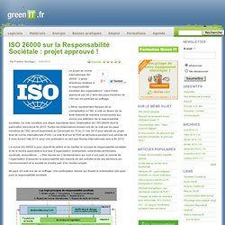Normes › ISO 26000 sur la Responsabilité Sociétale : projet approuvé !