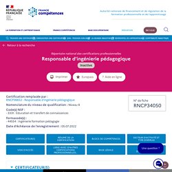 RNCP34050 - Responsable d'ingénierie pédagogique - France Compétences