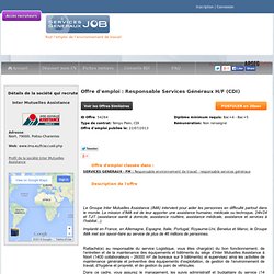 Offre d'emploi : Responsable Services Généraux H/F (CDI)