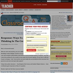 Response: Ways To Develop Creative Thinking In The Common Core - Classroom Q&A With Larry Ferlazzo
