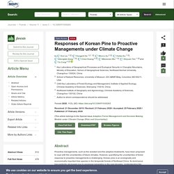 FORESTS 27/02/20 Responses of Korean Pine to Proactive Managements Under Climate Change