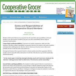 Duties and Responsibilities of Cooperative Board Members