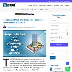 Responsibilities and Duties of Promoter under RERA Act 2016