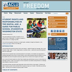 Student Rights and Responsibilities in the Digital Age: A Guide for Public School Students in Washington State