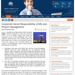 Corporate Social Responsibility (CSR) and Project Management