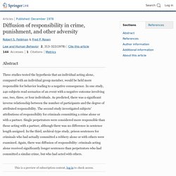 Diffusion of responsibility in crime, punishment, and other adversity